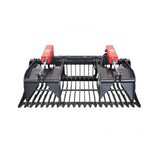 Heavy-Duty 72-Inch Rock Grapple Bucket Skid Steer Attachment with Quick Attach