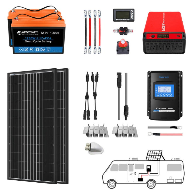 Acopower 100W mono 200Ah/1.5kW (2x100Ah) Li200Ah M200w