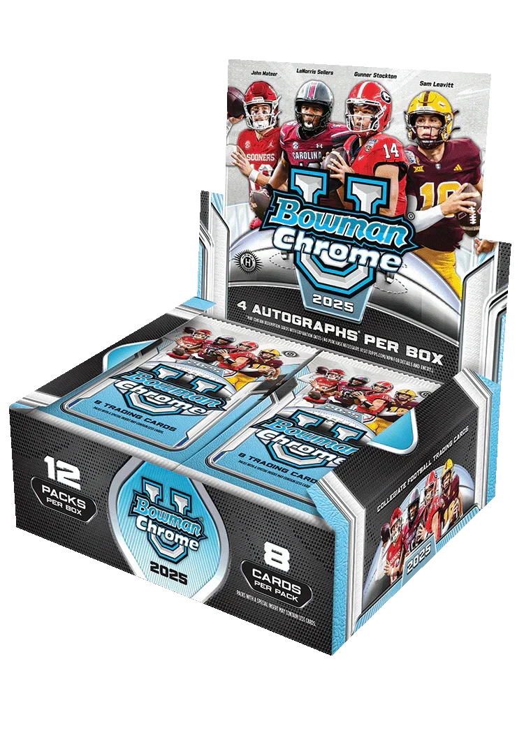 2025 Bowman Chrome University Football Jumbo 8 Box Case