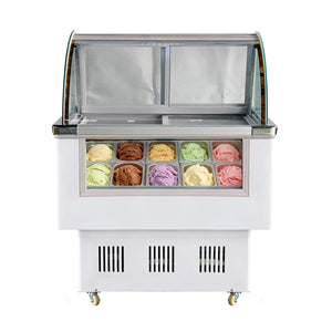 10-Pan 220V Commercial Gelato Display Freezer with LED Lighting