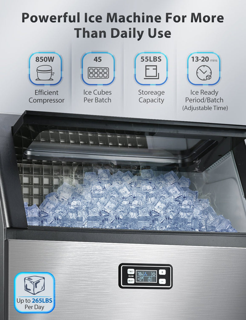 Freestanding Commercial Ice Maker - Multiple Sizes 100LBS 200LBS 265LBS
