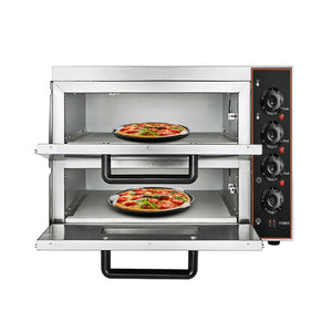 3KW Premium Electric Commercial Stainless Steel Double Deck Pizza Oven