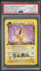 2000 POKEMON TEAM ROCKET 1ST EDITION DARK JOLTEON #38 ARITA AUTO 9 PSA AUTHENTIC