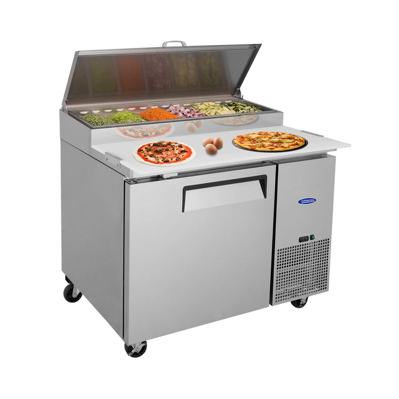 44" Commercial Pizza Prep Table With Built-In 11 Cu.Ft. Refrigerator