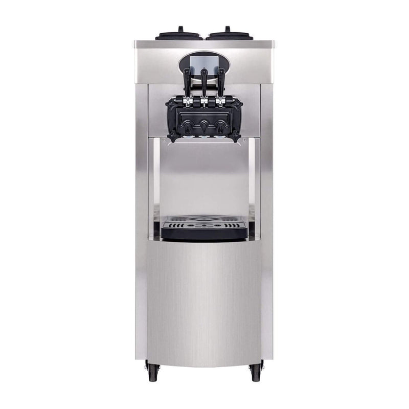 53" Freestanding 3-Flavors Commercial Soft Serve Yogurt Ice Cream Machine Maker With Auto Clean