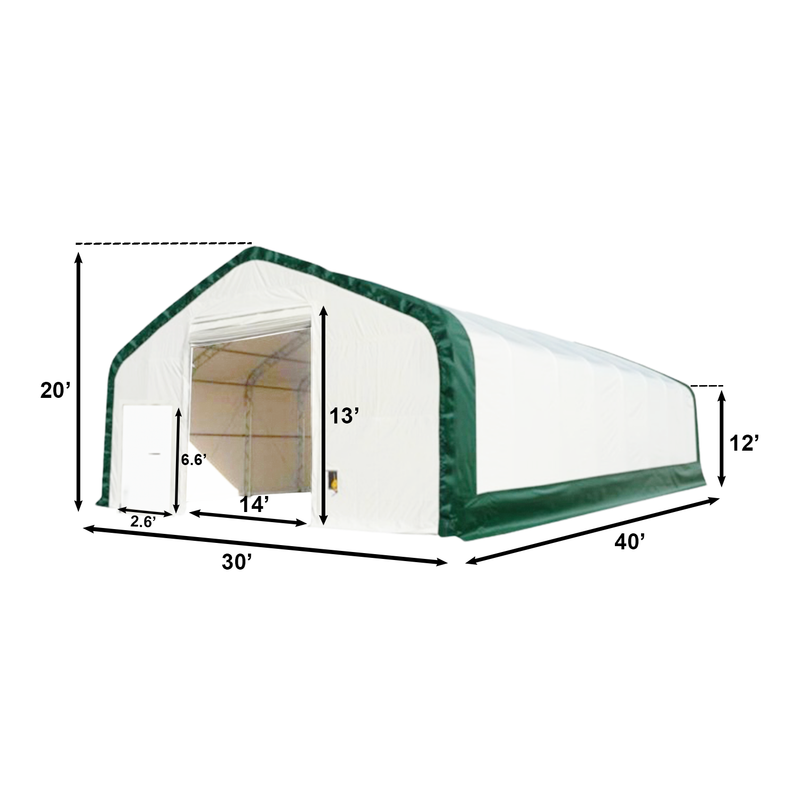 W 30FT x L 40FT x H 20FT Double Truss Storage Shelter