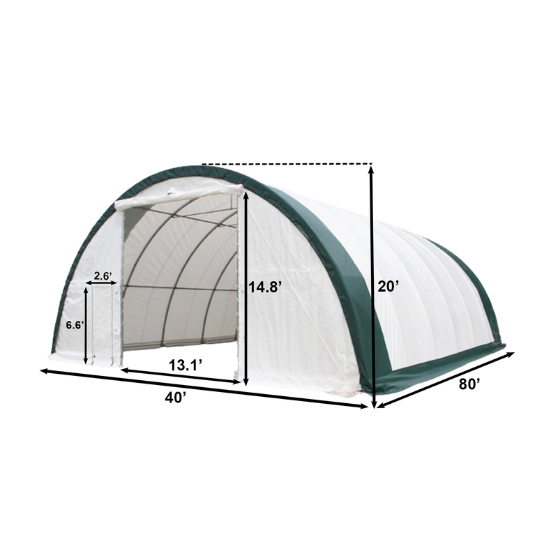 W 40FT x L 80FT x H 20FT Single Truss Arch Storage Shelter