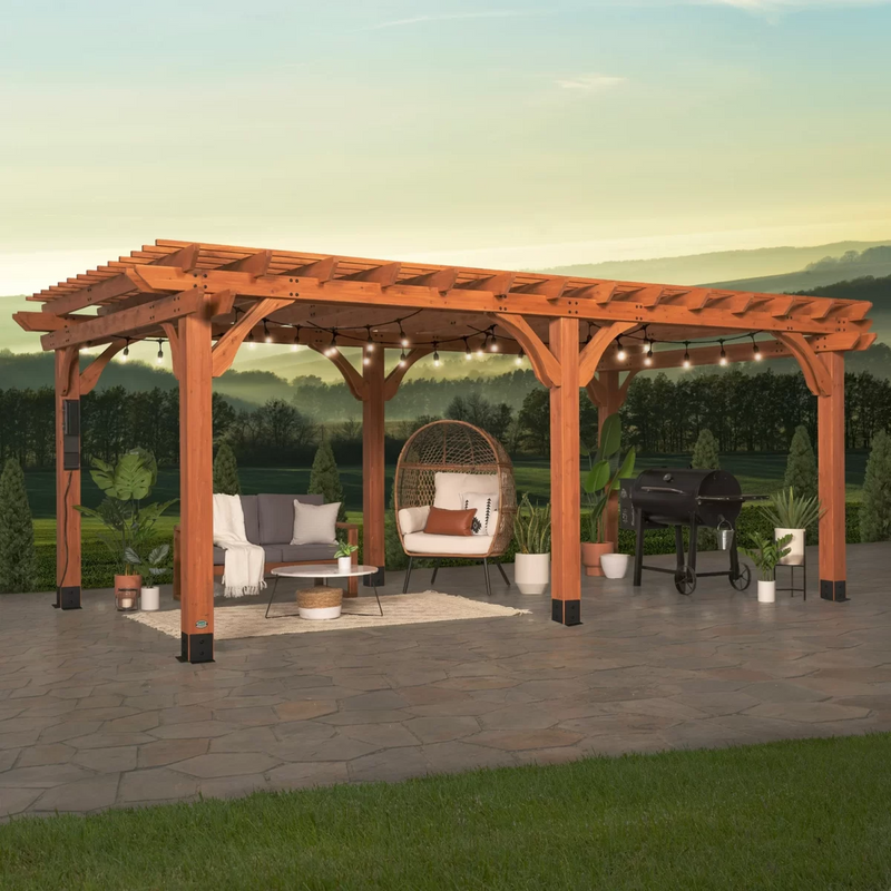 Backyard Discovery 20′ x 12′ Beaumont Pergola – Premium Cedar Wood, Sturdy & Elegant Design