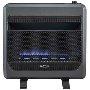 Bluegrass Living Natural Gas Vent Free Blue Flame Gas Space Heater With Blower and Base Feet – 30,000 BTU, T-Stat Control – Model# B30TNB-BB