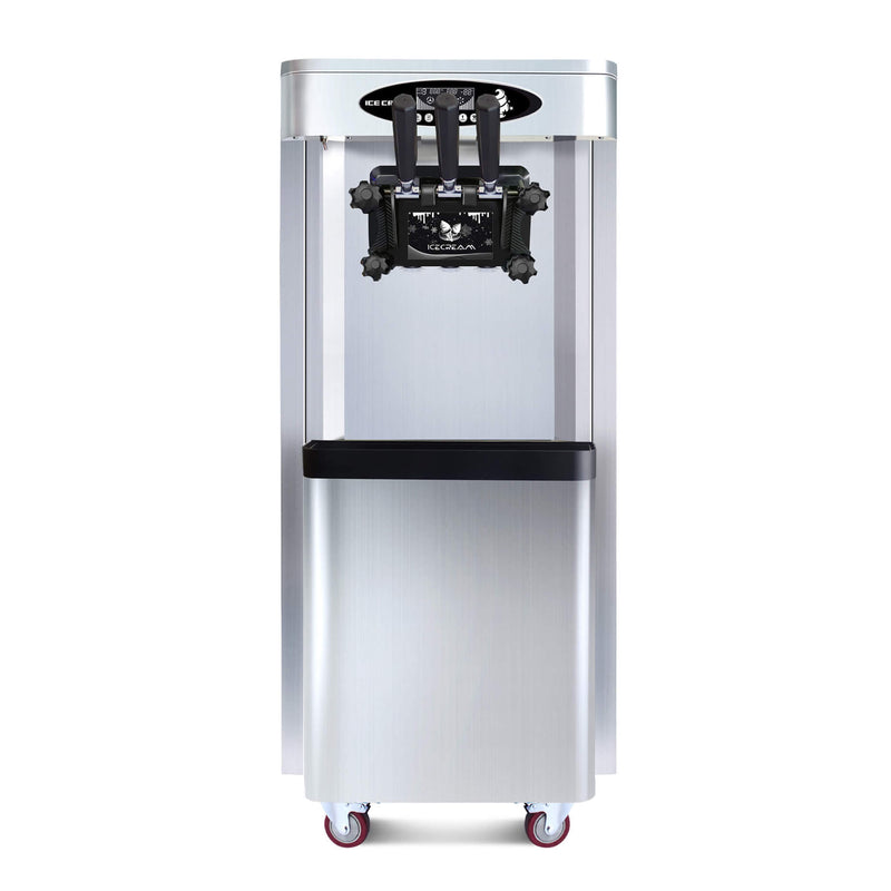 Premium Commercial Vertical 2000W 3-Flavor Soft Ice Cream Machine With Dual 6L Hoppers, 25-30 L/H