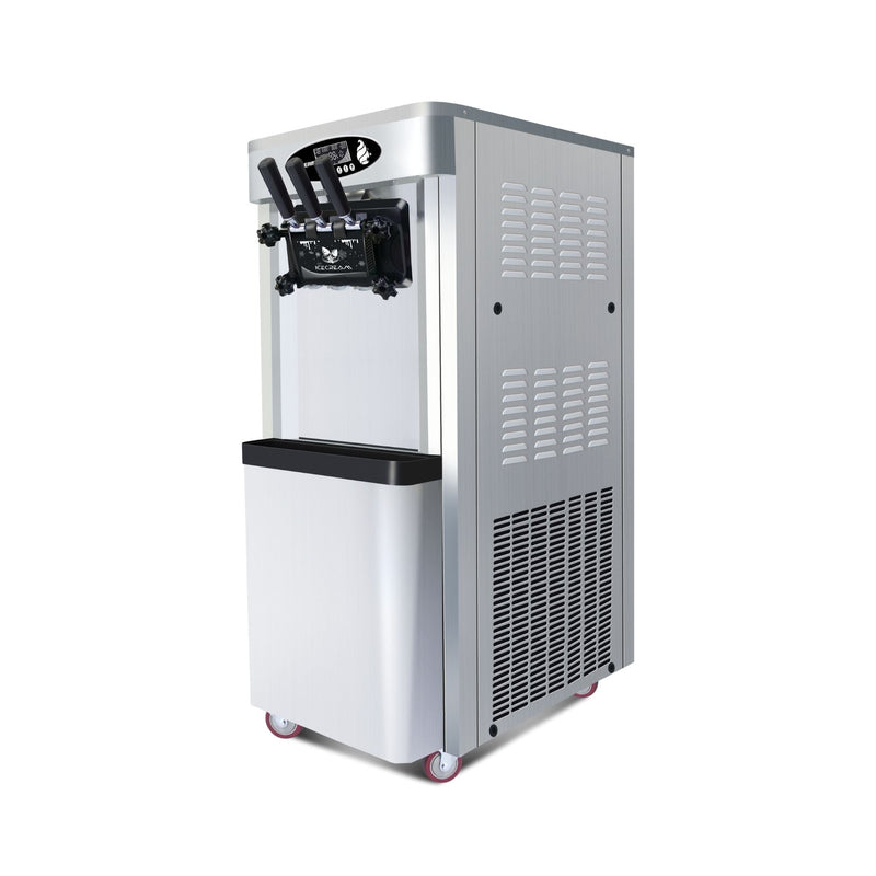 Premium Commercial Vertical 2000W 3-Flavor Soft Ice Cream Machine With Dual 6L Hoppers, 25-30 L/H