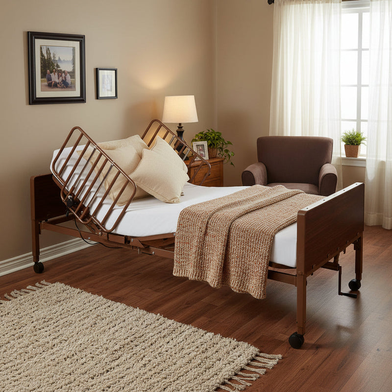 Semi Electric Hospital Bed - 36"x80" - Adjustable Height and Hi Lo